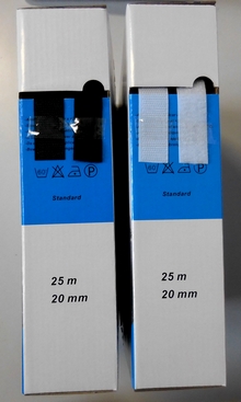 Klittenband Naaibaar 20 mm/25 m verpakt in doos,Haak & Lus,Zwart